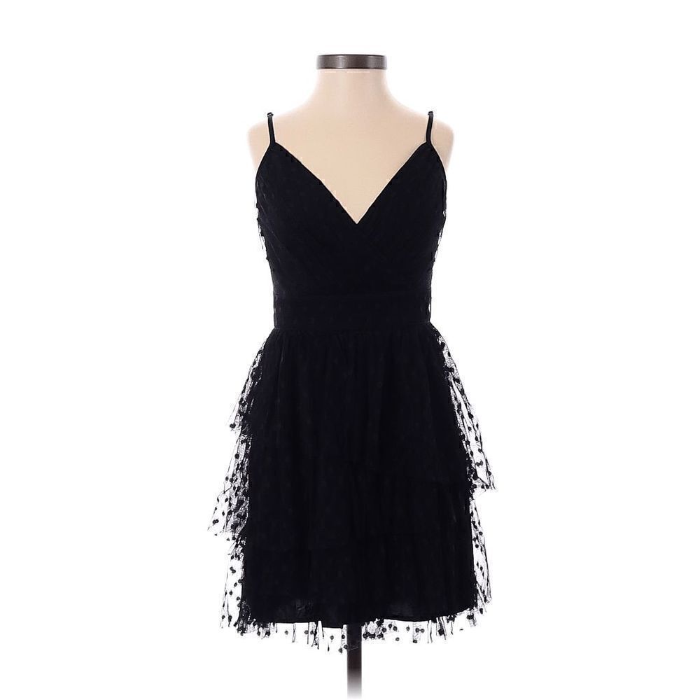 Abercrombie & Fitch Womens Tiered Swiss Dot Tulle Dress XS Wednesday Goth Grunge